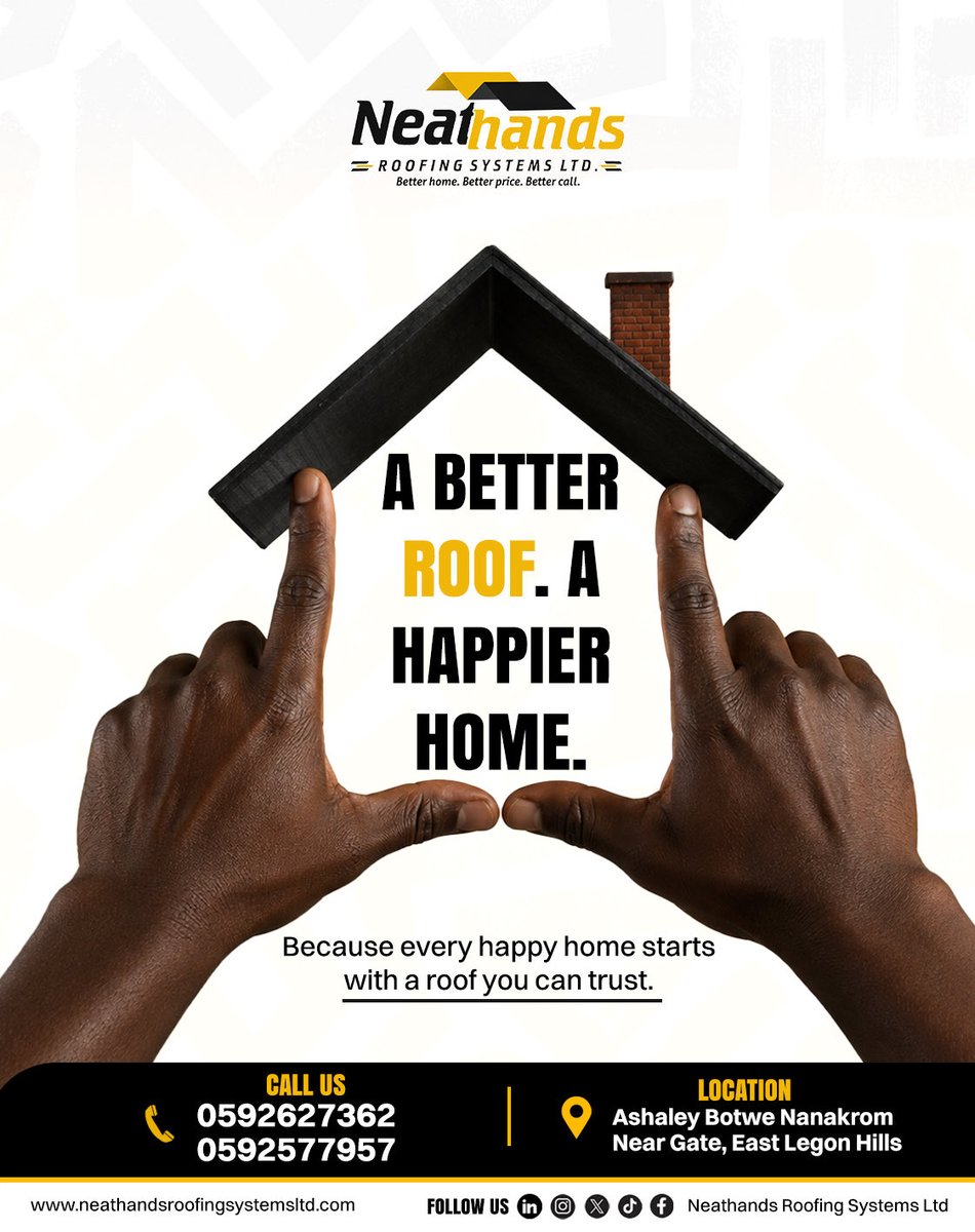 neathandsroofin's tweet photo. A better roof, a happier home. Call us today!!!!

#neathandsroofing #qualityyoucantrust #builtotlast https://t.co/rTrUtcptsu