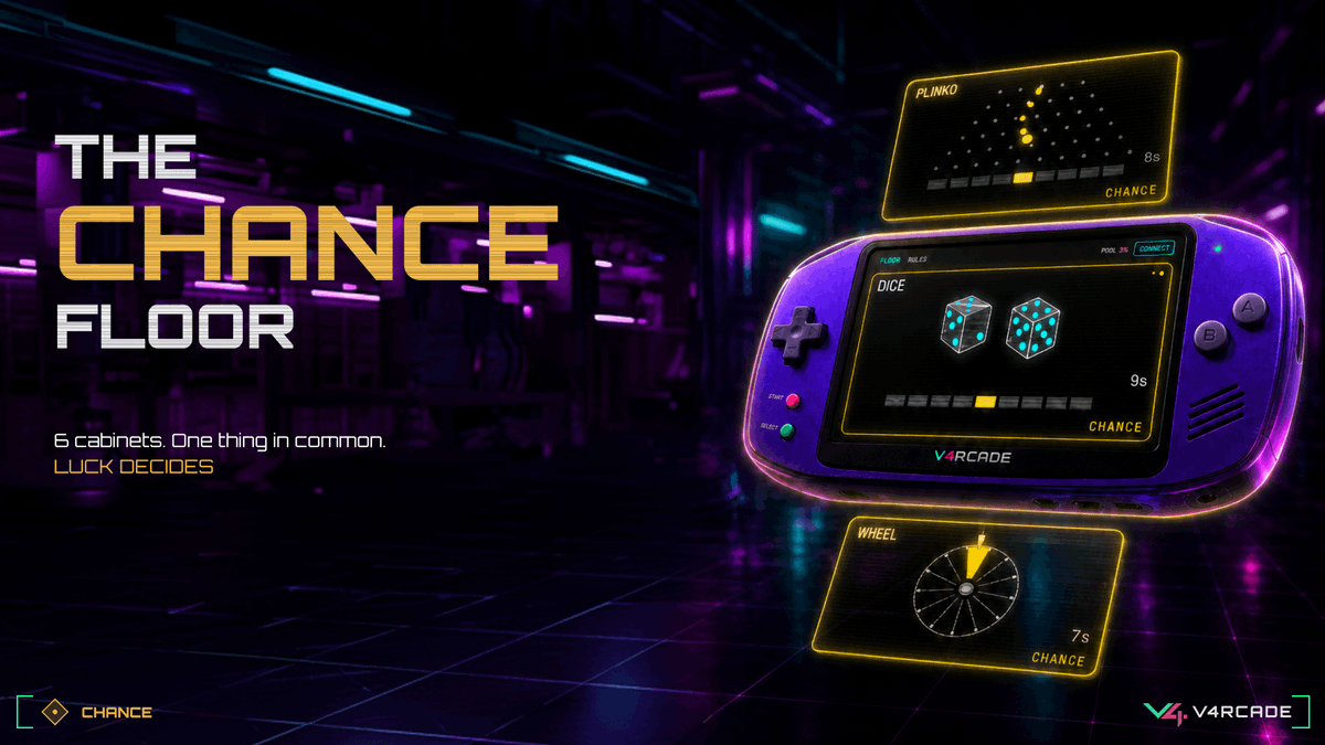 V4RCADE's tweet photo. Crypto should be fun again.

The Chance Floor features six games that use @Uniswap v4 hooks and verifiable onchain proofs to determine the execution terms of your next swap:

- Dice
- Gacha
- High Card
- Plinko
- Triple Bar
- Wheel

At V4RCADE, games aren’t a cosmetic layer.

They’re embedded directly into execution.

Try it now: https://t.co/v0e0oTP8Ix