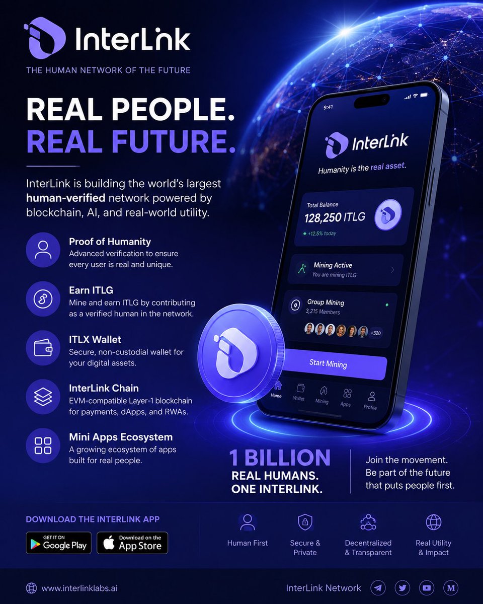 mackmercy9's tweet photo. 🌍 The future of Web3 starts with real people.

InterLink is building a human-verified network where identity, blockchain, and real-world utility come together.

One network. Billions of real humans. 🚀

#InterLink #ITLG #Web3 #ITL https://t.co/SSBXUu4GaO