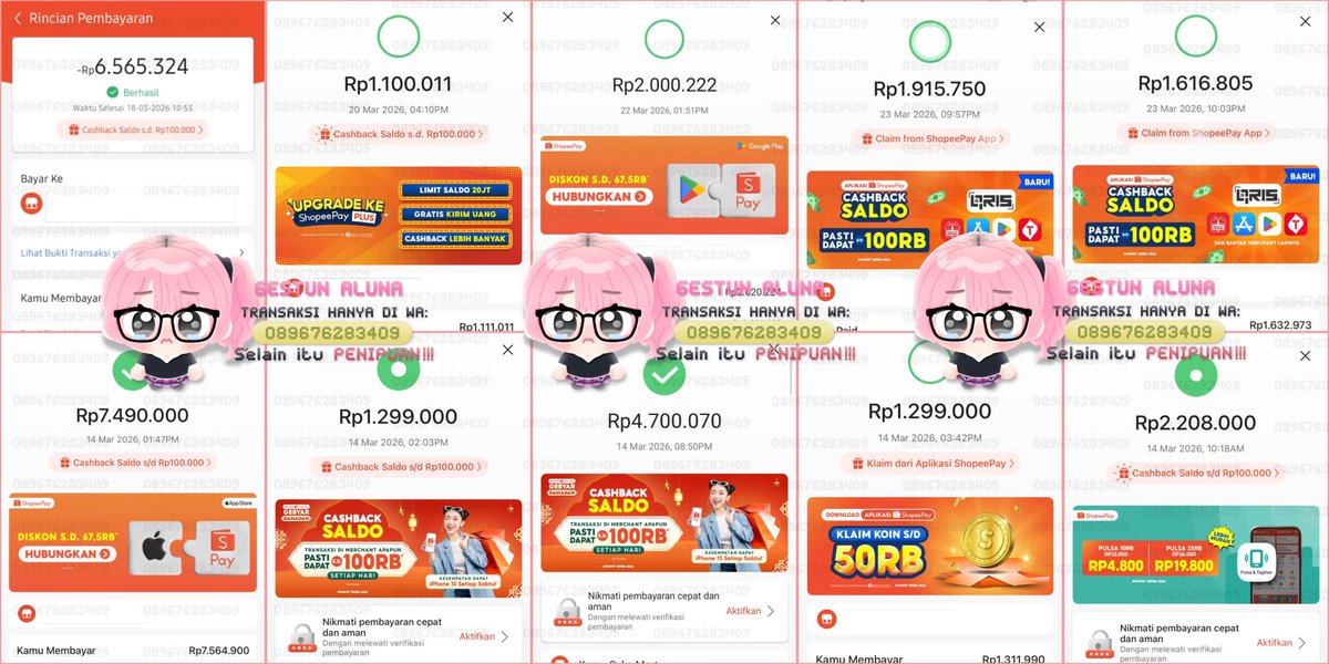 pinklacel's tweet photo. jasa gestun paylater trusted terpercayaa open selaluuu kack📞❤️ terbukti amanah 100% sejak 2022 (๑ > ᴗ < ๑)

☝🏻 fast respon
☝🏻 fast transfer
☝🏻 selalu ada testi terbaru 

📌 testi terbaru bisa minta di wats up 😋✨ https://t.co/cPwVzHHk7S