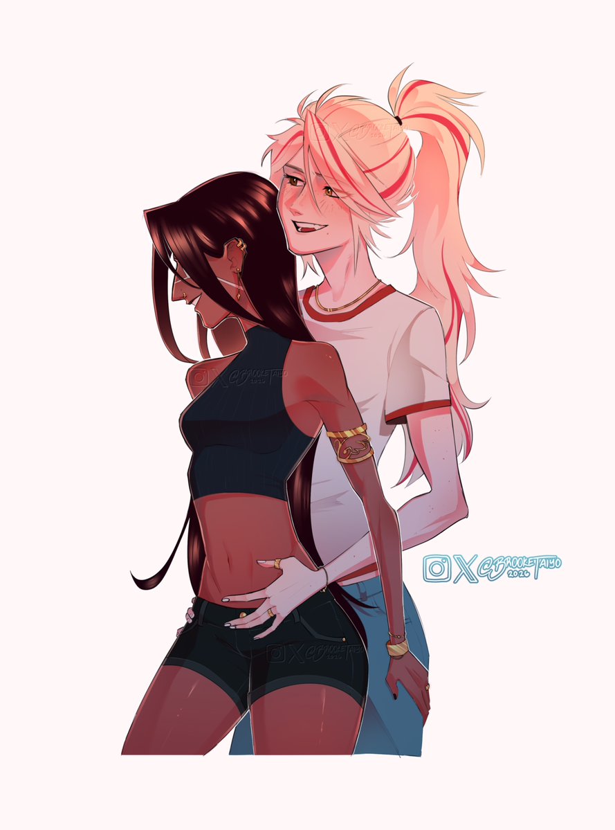 BrookeTaiyo's tweet photo. even MORE human chaggie 😎✨💖
(college party? idk, i just wanted to draw this pose)
.
.
#chaggie #hazbinhotel https://t.co/0YeT01EOAi