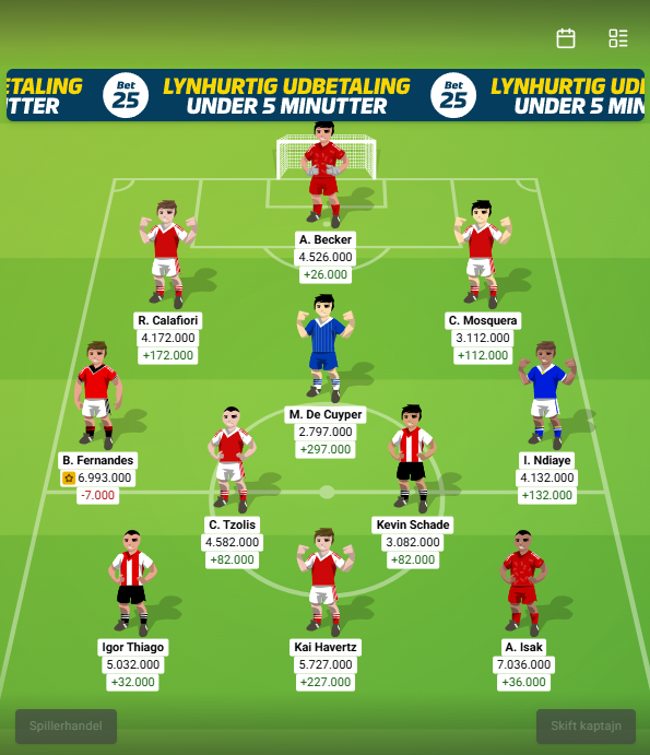 fantasyspil's tweet photo. Premier Manager runde 1:

Det så godt ud før Joao Pedro og Palmer show i går 😜 https://t.co/uy0i11tF9b