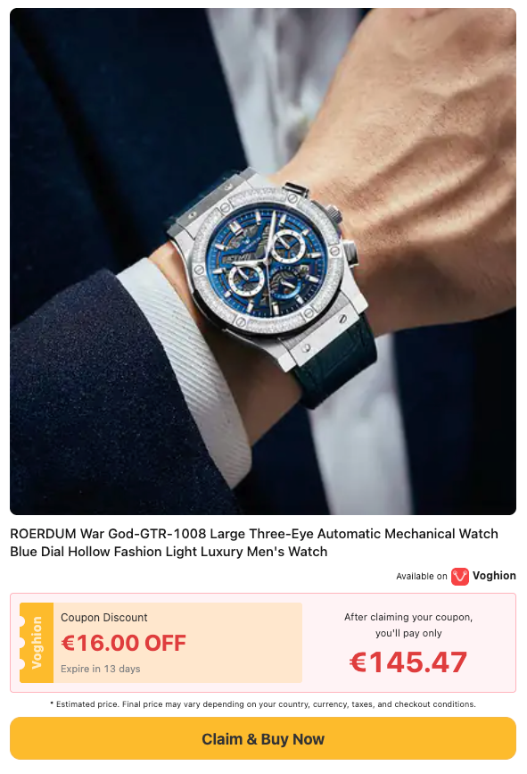 Marktz6j's tweet photo. ROERDUM War God-GTR-1008 Large Three-Eye Automatic Mechanical Watch Blue Dial Hollow Fashion Light Luxury Men's Watch
New to Voghion? Download the App &amp; Get €99 in Coupons!

https://t.co/zXB9ot2tAO https://t.co/NFvY0xkzoj