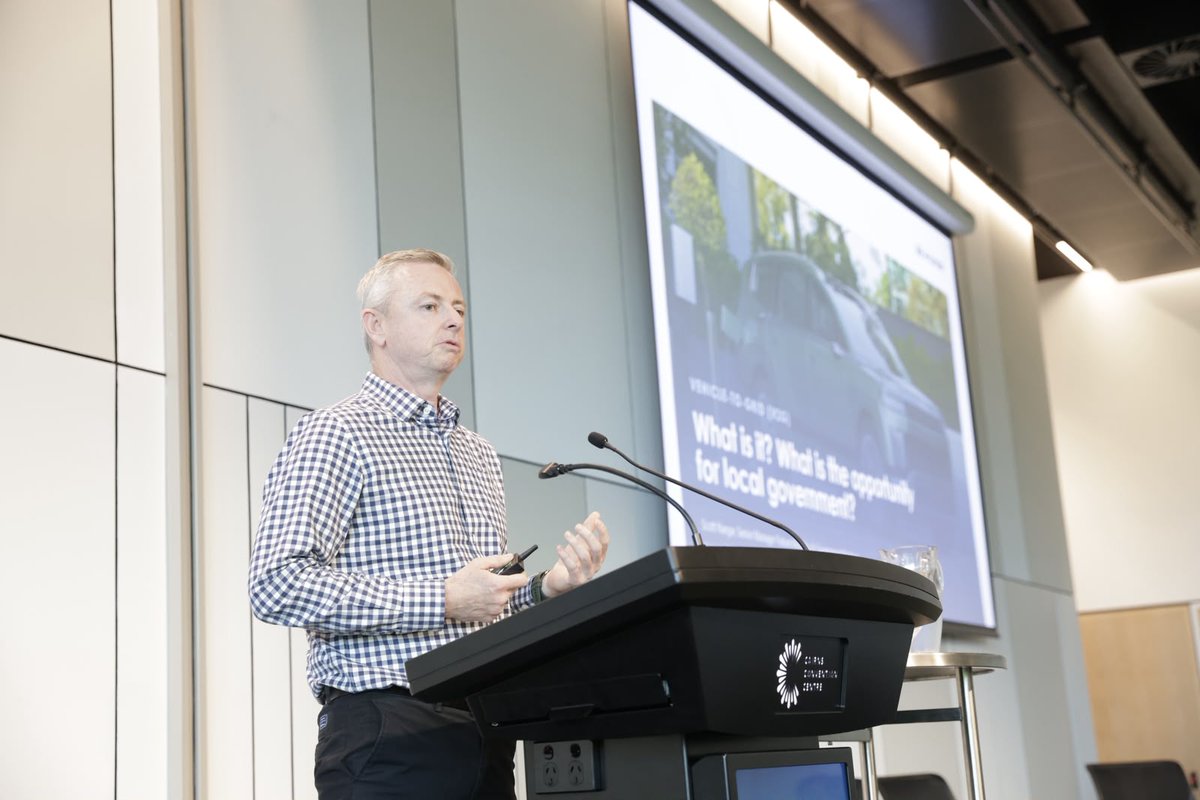 ALGAcomms's tweet photo. Imagine you're a council investing in EVs for your fleet. Then imagine that the batteries from those EVs could be put to use to support the grid at night, especially in areas that experience regular blackouts.

In #ROADS2026 Session 3 - Managing Community Expectations for Infrastructure - Scott Nargar, Senior Manager, Future Mobility & Government Relations at Hyundai Motor Company, explained that maximising EV fleets to support the nation's grid while generating revenue is coming to a council near you.