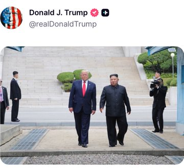 jurgen_nauditt's tweet photo. Trump ostentatiously releases photos of himself with Kim Jong-un and gushes about his "very good relationship" with him—all while scaling back joint US-South Korean military exercises.

This is not statesmanlike diplomacy. This is pandering to a dictator.

Kim Jong-un heads one of the world’s most brutal regimes: a state with no free elections, no free press, and no independent judiciary, characterized by the systematic oppression of its own people. At the same time, North Korea is expanding its nuclear arsenal and supporting Putin’s war against Ukraine with weapons and troops.

And Trump? Instead of firmly keeping this dictator in check, he displays photos of them together like trophies and makes his personal relationship with Kim the centerpiece of American foreign policy.

The same pattern applies to Putin: where a US president ought to call out an aggressor’s crimes and strengthen America’s democratic allies, Trump demonstratively seeks closeness with men who have made war, repression, and violence the guiding principles of their rule.

The United States has become a personal stage for Trump’s vanity. The office of the US president is now being used to legitimize the world’s most brutal dictators.