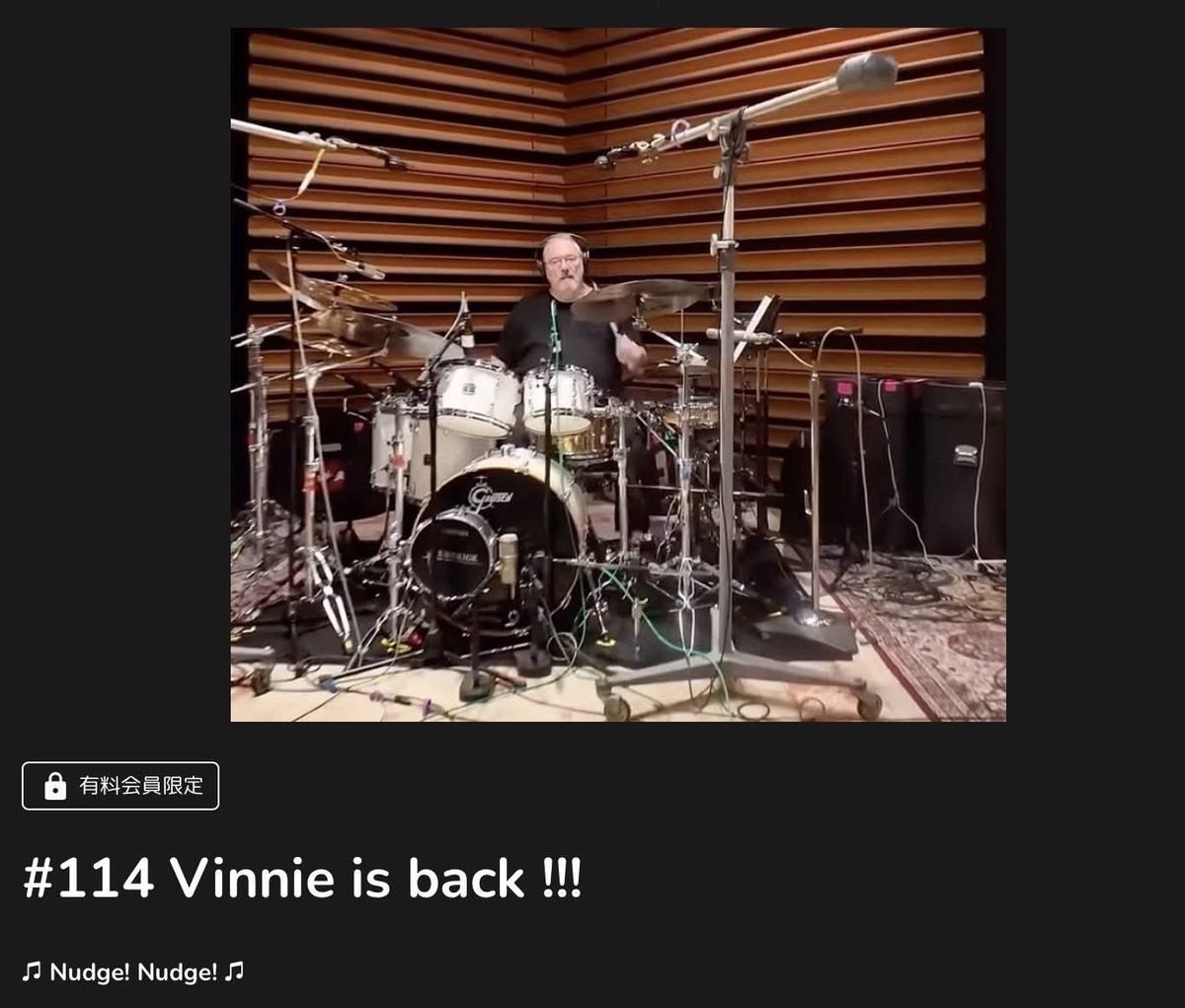 tomitakeiichi's tweet photo. Nudge! Nudge! （8/25更新)
#114 Vinnie is back !!!

https://t.co/BWE4ryzbRl

チラ見せ♪
今回の記事冒頭をほんの一部のみ！
↓
https://t.co/aFJfEfn8Ui

全容はオフィシャルファンサイト「冨田ラボスタジオ」にてお楽しみください！

#VinnieColaiuta
#Drum
#冨田ラボ
#tomitalab
#冨田恵一 https://t.co/eR3EhPtUOD