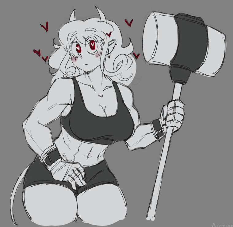 horned_nibbler's tweet photo. I... I think I start to see the pattern.. Alright, here's another muscular wife for yall

#helltaker #modeus #sketch https://t.co/vZ6j1WylAV