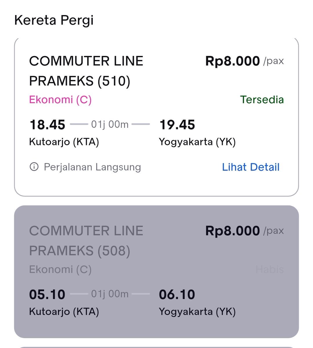 bagus_afghoni's tweet photo. Ijin tanya min @KAI121 
Kurang dr 1 menit Tiket kereta pagi Prameks KTA-YK udah ludes terjual mulu. Apa itu brarti tidak ada tiket lg yg tersedia di stasiun? Lalu Masih bisakah menggunakan kartu e-money tanpa harus pesan tiket di app ataupun stasiun? https://t.co/OTCFfIq2sl