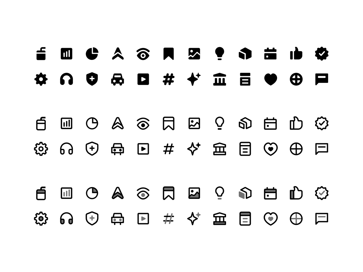 LindaOjo_'s tweet photo. I think every designer should understand the basics of iconography. Even if you can't make one yourself, you should be able to look at a set and tell whether it's good and why.

So here are a few things I look out for.

Variety - does it actually have the icons you need or does it run out halfway.
Consistency - do they all look like one family.
Ease of integration - how easily it drops into what you're already working with, think npm packages and figma plugins.
Maintenance - when was it last updated.

What set do you keep going back to?