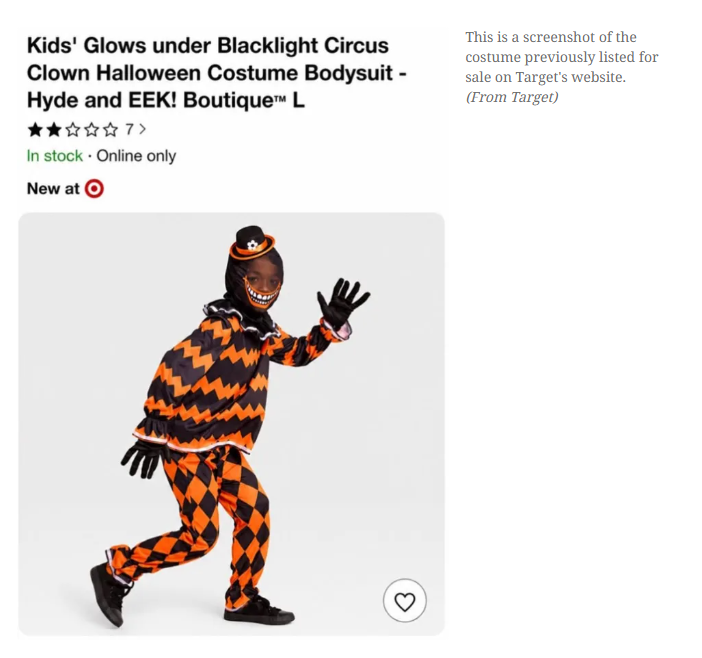 settonchain's tweet photo. Target is going viral for making a racist halloween costume named the Circus Clown

Since then they released a public apology which made the costume go even more VIRAL

https://t.co/1EtcypMvij

https://t.co/1EtcypMvij

https://t.co/UIaxsEoeP1 https://t.co/UsV7yYOsdS