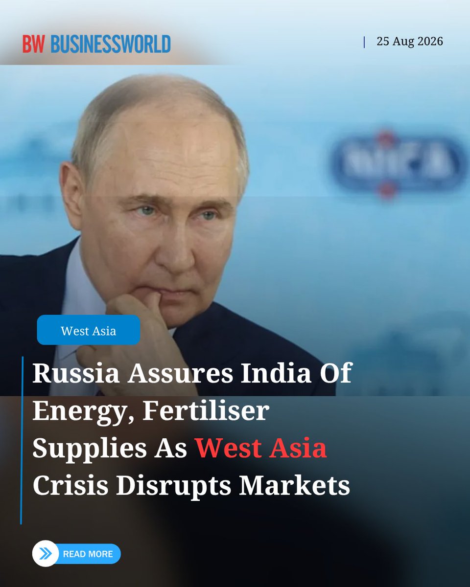 BWBusinessworld's tweet photo. The discussions came during Jaishankar’s visit to Russia to co-chair the India-Russia Inter-Governmental Commission on Trade, Economic, Scientific, Technological and Cultural Cooperation

Read more: https://t.co/X1H7CL6l9Q

@anuragbatrayo |  @NFWarsia | Tanvie Ahuja

#IndiaRussia #EnergySecurity #FertiliserSupplies #VladimirPutin #SJaishankar #BilateralTrade #WestAsiaCrisis #BWBusinessworld