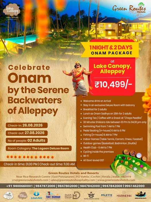 greenroutes_in's tweet photo. Celebrate Onam by the serene backwaters of Alleppey with a 1 Night & 2 Days Onam Package at Lake Canopy.
#GreenRoutesHotels #LakeCanopy #LuxuryResort #Alappuzha #Alleppey #LuxuryResorts #PoolVilla #PremiumRoom https://t.co/yr3muszSv0