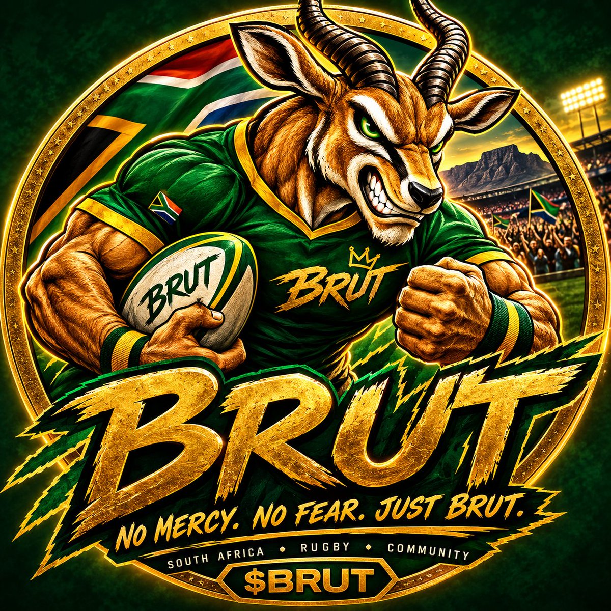 BrutBokCoin's tweet photo. SOMETHING BIG IS CHARGING IN.

Born in South Africa.
Built for rugby.
Powered by the community.
No mercy.
No fear.
Just BRUT. 🟢🟡
$BRUT is coming.

The game starts now.
#BRUT #Solana #Memecoin #Crypto https://t.co/1am4ZtAshh