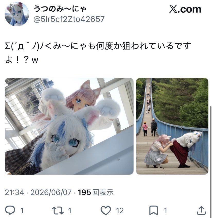 females_db_park's tweet photo. 着ぐるみの件、あれからまた情報提供がいっぱい来てるんだよね
もはや許可とってるかだけの問題じゃないよ
界隈では許可かアテンドいればOKってなってるようだけど、ひたち海浜公園のときもアテンドいたでしょ？仲間と結託しただけで全然安全じゃないよ https://t.co/YVHvYXXUB7