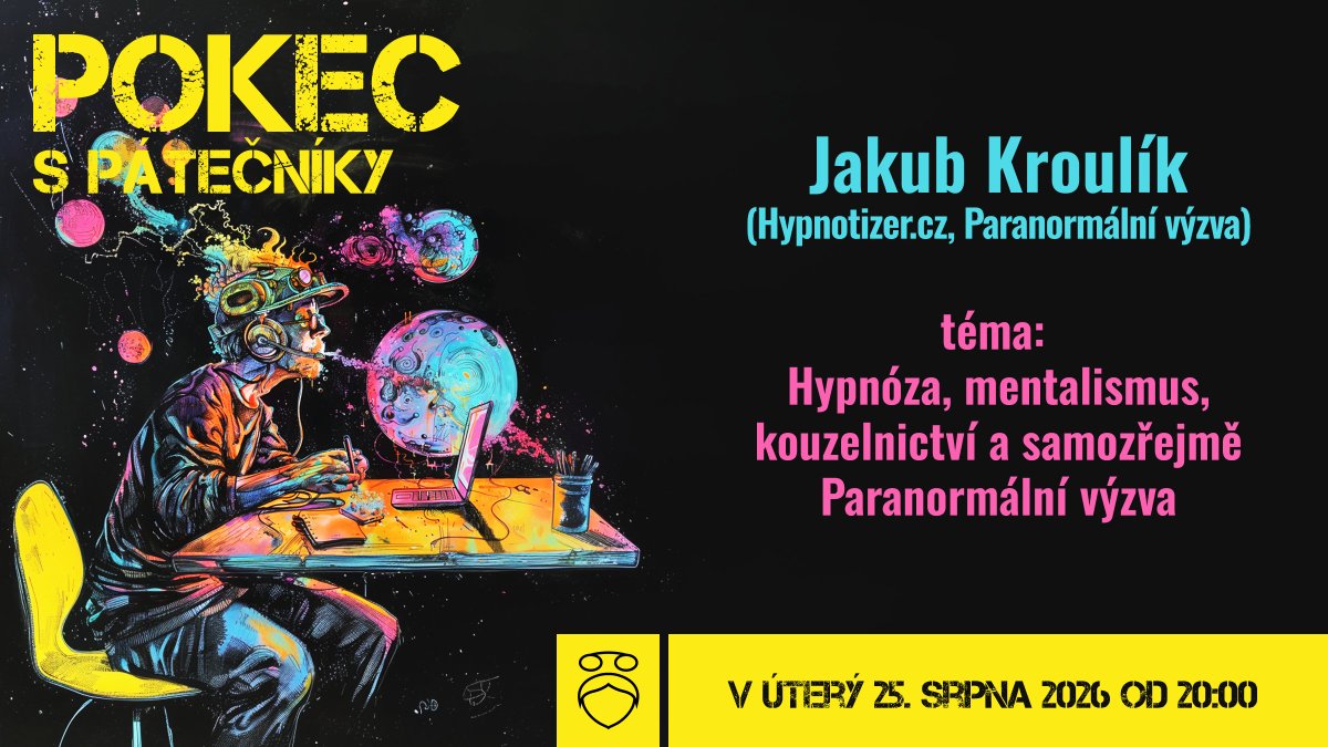 JelenaBraum's tweet photo. Tak co, už jste si našli čas na všechny tři naše skvělé přednášky z minulého týdne? Tak to je nejvyšší čas na další pořad. Už dneska od osmi večer si budeme na našem kanále @patecnicisisyfos povídat s hypnotizérem, kouzelníkem a mentalistou Jakubem Kroulíkem: https://t.co/D9T8Uauttl
🪄🎩🐰

A připomínám přednášky z minulého týdne, pokud jste se k nim ještě nedostali:

🔭 Petr Janout: Stručný návod na stavbu extrémně velkého teleskopu https://t.co/Y8vmUynPjv

😴 Vendula Lužná: Kvalita spánku v centru pozornosti – dobrá nebo špatná zpráva? https://t.co/m5f3bB1Zpa

☕ Adam Obr: Nejsou to drogy... že ne? https://t.co/0iiqpCI5jD