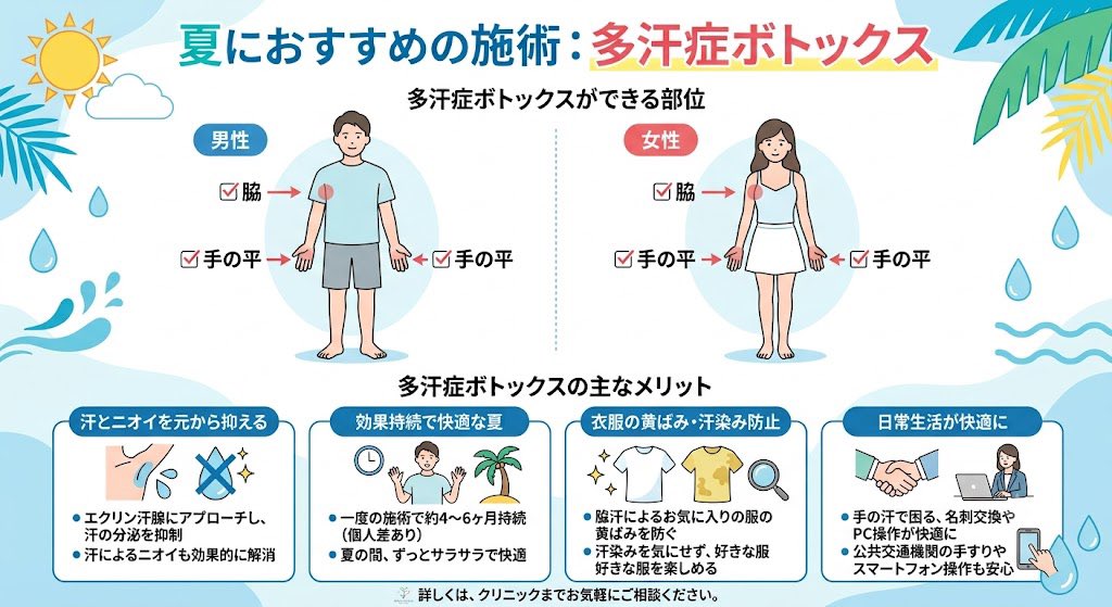Unni_Guide's tweet photo. Q：一年中汗を気にせず、快適に過ごせる方法は？

A：多汗症ボトックスです。

その理由は…

✅ 即効性：数日で効果実感
✅ 持続性：ワンシーズン（約4〜6ヶ月）効果持続
✅ 快適性：汗のベタつき、ニオイ、汗染みから解放

脇はもちろん、手のひら、頭皮も対応可能。
「もっと早くやればよかった」の声、続出です❕

#韓国美容 #脇ボト #手汗