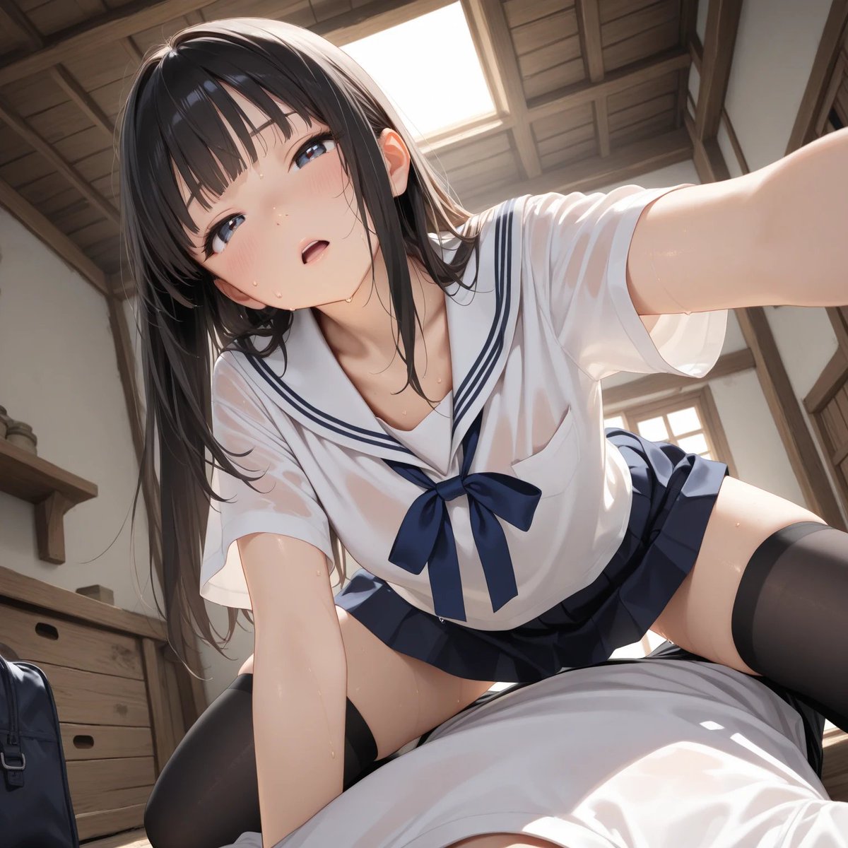 ruma_illust's tweet photo. 昔の記憶と体温が混ざり合って、甘くて焦燥的な秘密の匂いがした。

続きはプロフのリンクから✨
#AIイラスト #AI生成 #日常 #小屋 #セーラー服 #幼馴染 https://t.co/2QDETMm4FW