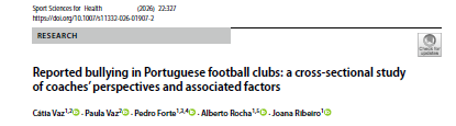 LWell1798's tweet photo. New paper from LiveWell
Sport Sciences for Health
Reported bullying in Portuguese football clubs: a cross-sectional study of coaches’ perspectives and associated factors
https://t.co/Z3f2KlS1bo https://t.co/CedP59u4M7