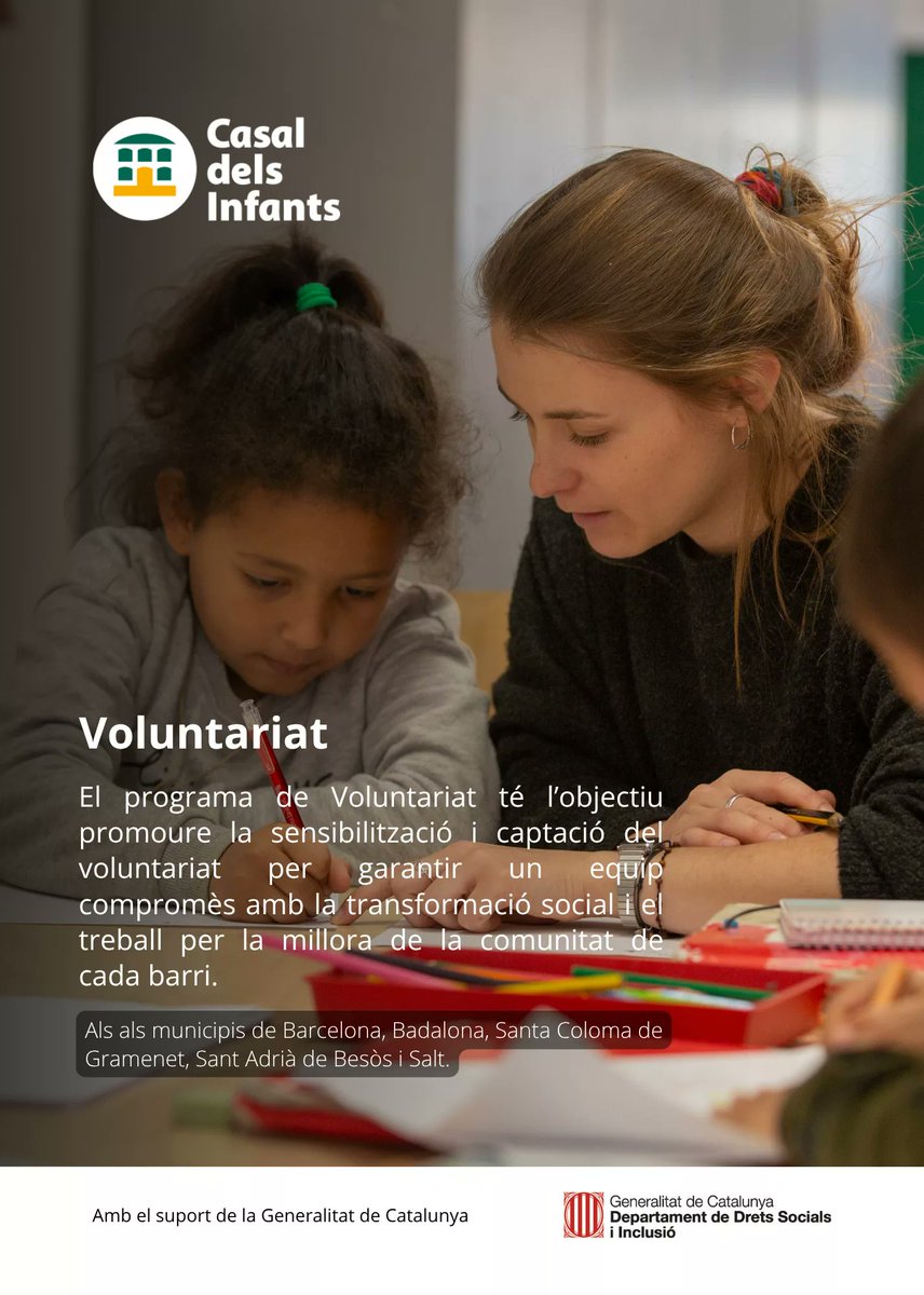 cinfants_BesosN's tweet photo. Desenvolupem el projecte ‘Voluntariat’, a @cinfants_raval, @cinfants_salt, @cinfants_stco, @cinfants_bdn i @cinfants_BesosN, per promoure la sensibilització i captació del voluntariat per garantir un equip compromès amb la transformació social 👉https://t.co/n4uhHIoXhp https://t.co/TEI6RIllTb