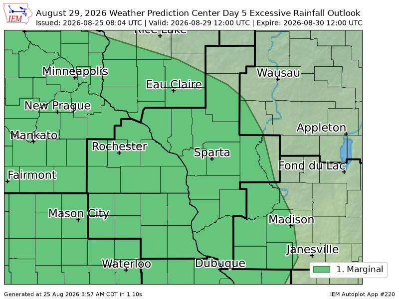 AMNZ2024's tweet photo. WPC issues Day 5 Marginal Risk Excessive Rainfall Outlook at Aug 25, 8:04z for ARX https://t.co/abbx63HJ5l https://t.co/u7VdP90BAK