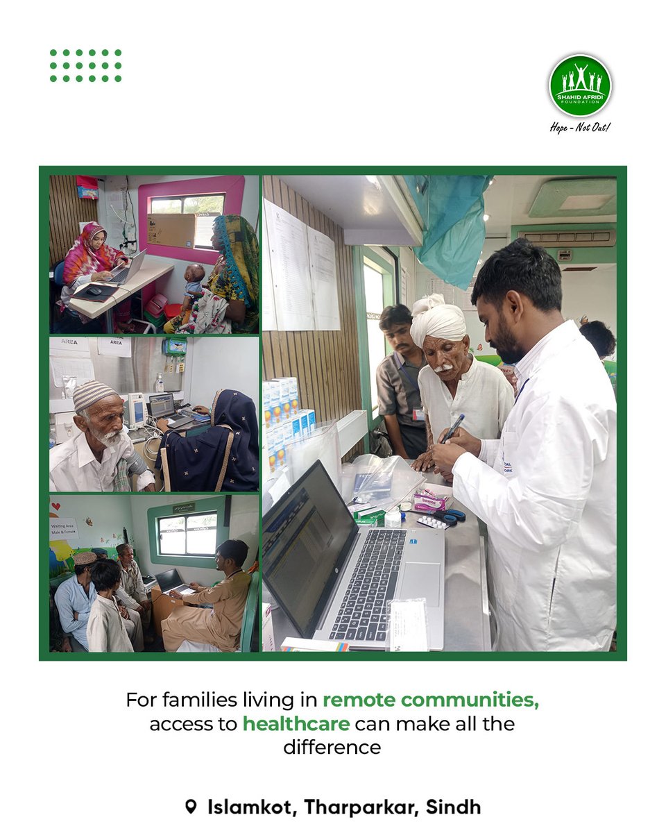 SAFoundationN's tweet photo. In Tharparkar, reaching a healthcare facility can be a challenge for many families.

Over the past week, SAF Mobile Health Units conducted five camps across communities around Islamkot, facilitating over 250 women, men, and children with essential medical care and guidance.

The camps were conducted in collaboration with @IHHN_PK, with the support of @TharFoundation, helping connect communities with the care they need.

#SAFHealth #HopeNotOut