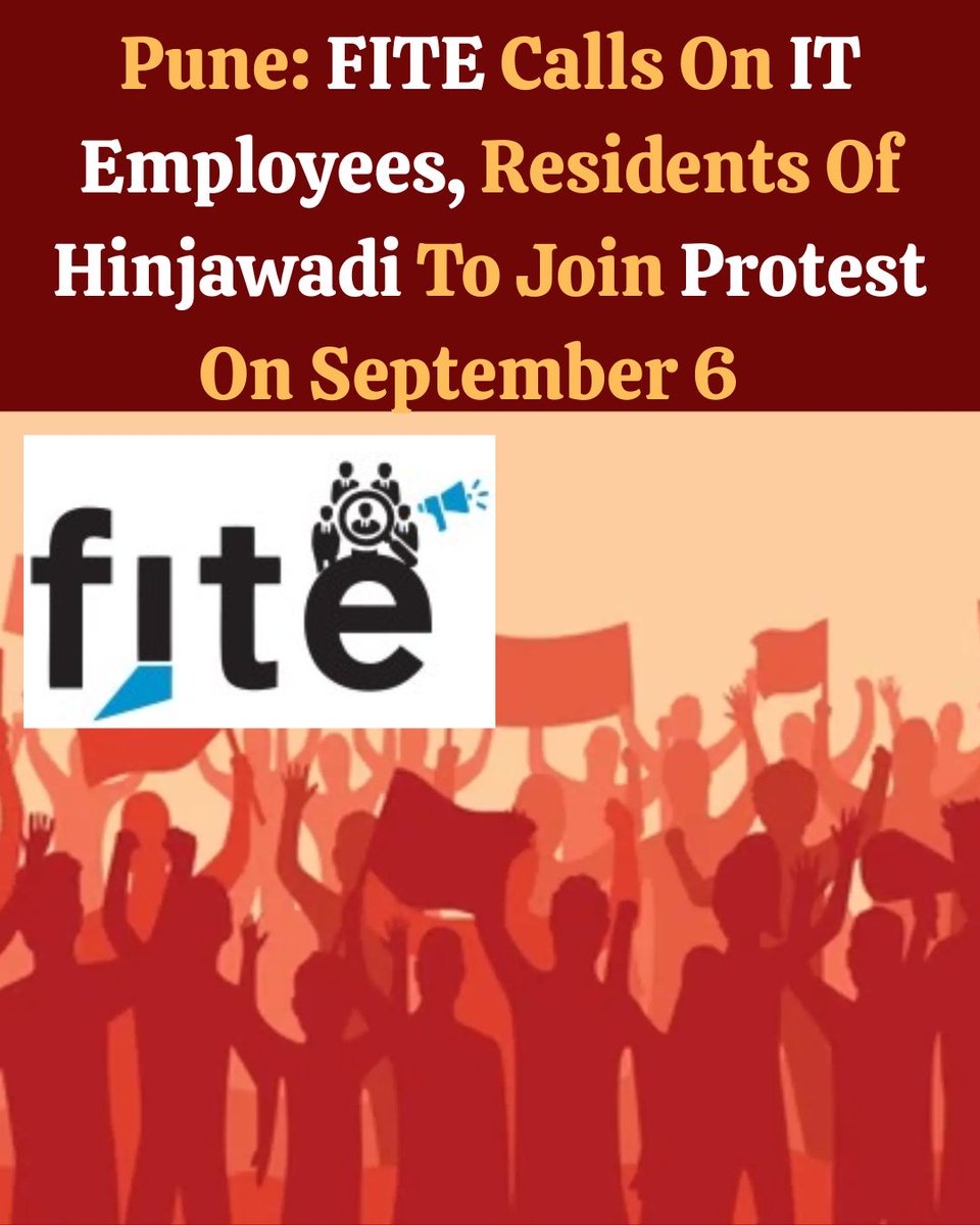 pulse_pune's tweet photo. Pune: FITE Calls On IT Employees, Residents Of Hinjawadi To Join Protest On September 6   
#Hinjewadi #HinjewadiITPark #Pune #PuneTraffic #PuneInfrastructure #ITEmployees #FITE #HinjewadiProtest #PuneNews #TrafficCongestion #RoadSafety #PuneMetro #ITProfessionals #CivicIssues #HinjewadiChowk #PunePulse
@FITEMaharashtra 

https://t.co/91ZPJu6UdQ
