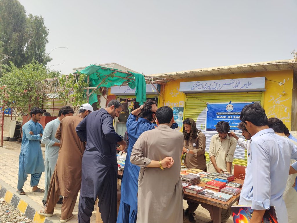 Uzairbaloch__'s tweet photo. The Balochistan Kitab Karwan book stall, organised in Khuzdar by BSAC. https://t.co/kiWH1JH2gM