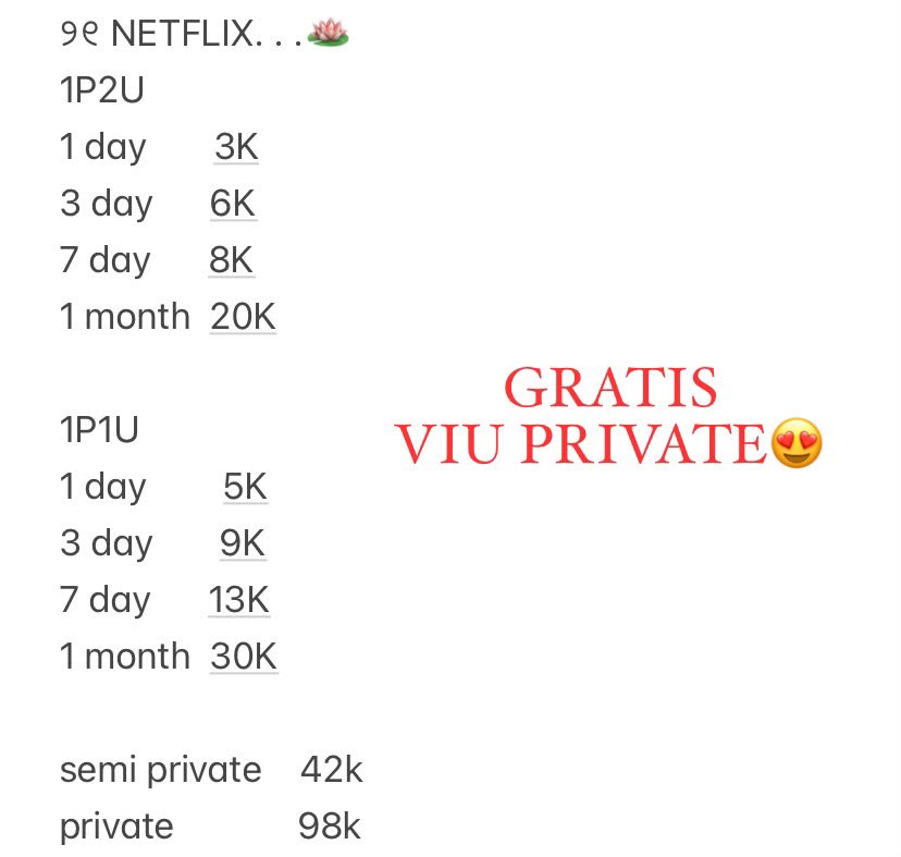 lilyanly2's tweet photo. @tutontawant netflix take sempriv sayangg, wetv shar 2u sebulan 10k, wetv private 17k sebulan🥰🙌 https://t.co/FVghMl3JAg