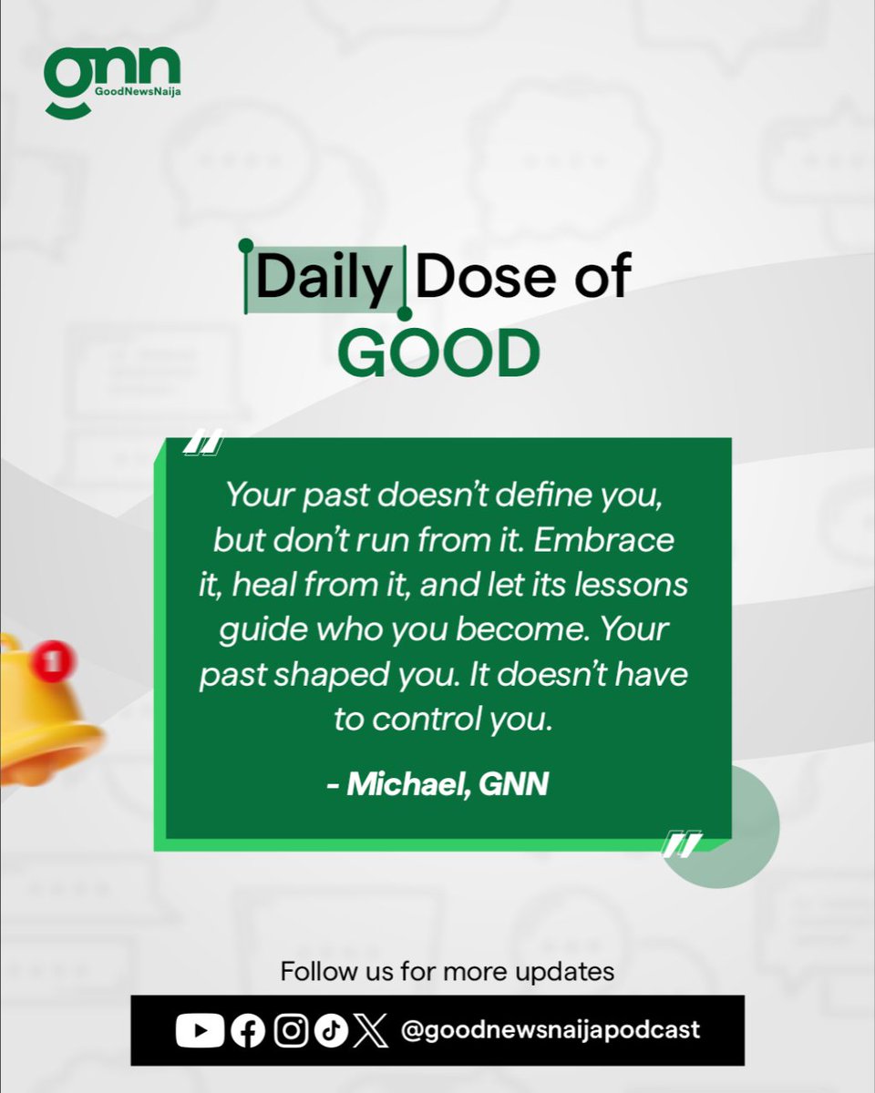 Good_news_naija's tweet photo. Follow @goodnewsnaijapodcast for more daily reminders.
#DailyDoseOfGood #GoodNewsNigeria #gentlereminder #KeepShowingUp https://t.co/sxEf6mzegC