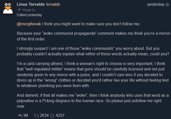 zeu_dev's tweet photo. linux IS woke, posers https://t.co/wpbFeLUvST