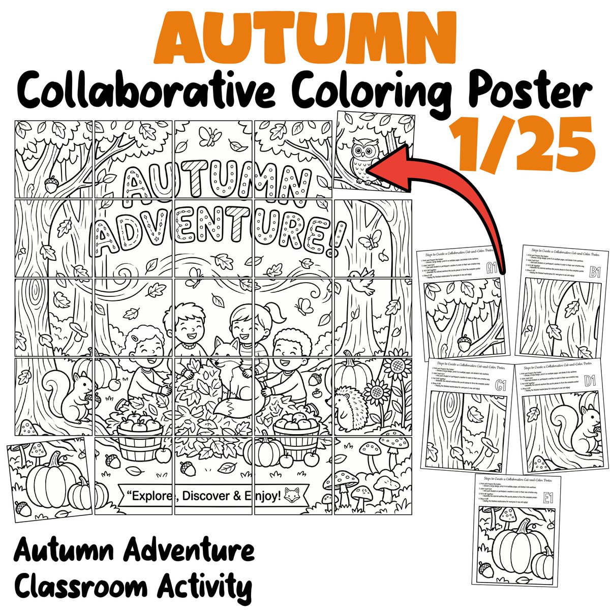 AvenuesLearning's tweet photo. 🍁Autumn Adventure Awaits!
Bring the magic of the autumn forest into your classroom with this Autumn Collaborative Coloring Poster featuring foxes, squirrels,hedgehogs,owls,happy children,pumpkins,mushrooms,apples,giant“AUTUMN ADVENTURE!”lettering.#Autumn

https://t.co/qkWhZphKjO https://t.co/0UUuReWiAq