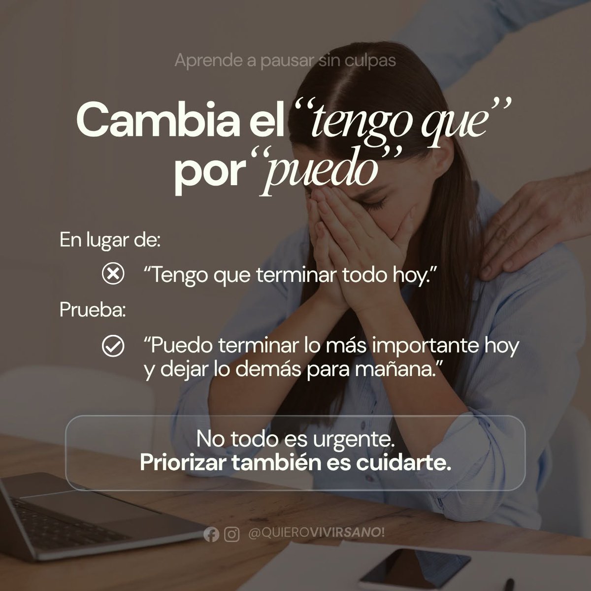 quierovivirsano's tweet photo. A veces no necesitas hacer más.
Cuidarte también es poner límites, reconocer cuándo necesitas parar y aceptar que hacer lo suficiente también cuenta.
Desliza y descubre 3 formas prácticas de bajar la exigencia.
#QuieroVivirSano #SaludMental #BienestarEmocional #mentesana https://t.co/3PI9YuJVmd