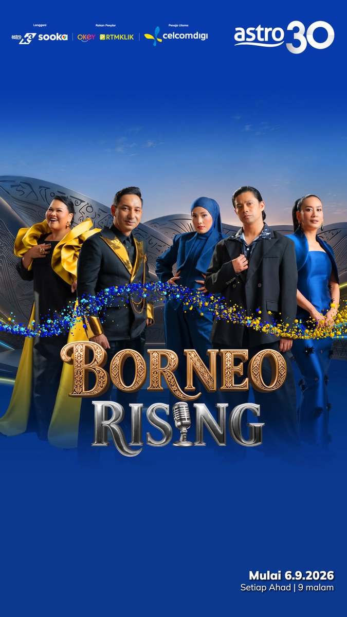 astroonline's tweet photo. Diterbitkan oleh Astro dengan RTM sebagai Rakan Penyiar Rasmi serta CelcomDigi selaku Penaja Utama.
Saksikan Borneo Rising! ✨ Langgani melalui Astro X3 dan sooka.
#BorneoRisingCelcomDigi #RTMRakanPenyiarRasmi
#AstroRTM #TVOkey #SemuaOkey #RTMKlik
#BorneoRising #AstroX3 #sooka https://t.co/d0u7PD7Jpk