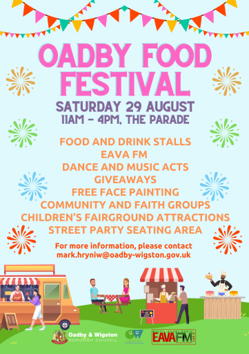 CentrebusLive's tweet photo. Oadby Food Festival
Saturday 29th August

The Parade will be closed from 08:00am and 6:00pm. The 40S service will divert via Brabazon Road in both directions. 

Bus Stops missed: East Street, Chapel Street, St Peter's Church, Lawyers Lane, Brabazon Road.

https://t.co/UzFSaydwJq https://t.co/lTQ3LlKDtd