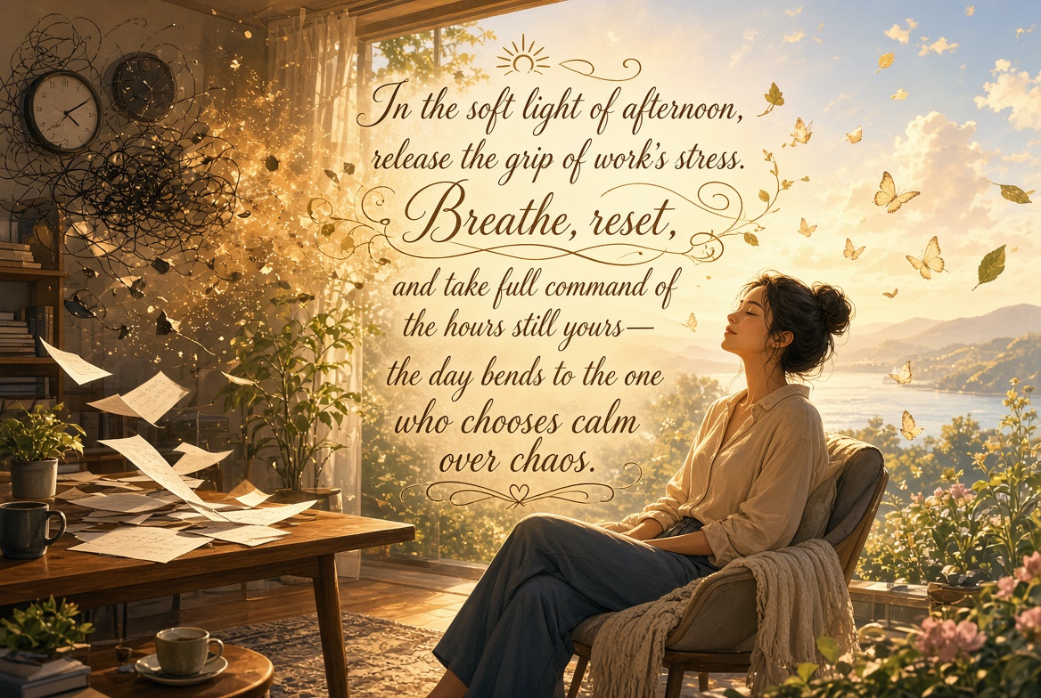 olasunkanm32421's tweet photo. In the soft light of afternoon, release the grip of work’s stress.Breathe, reset, and take full command of the hours still yoursthe day bends to the one who chooses calm over chaos. https://t.co/7rznWnwjri