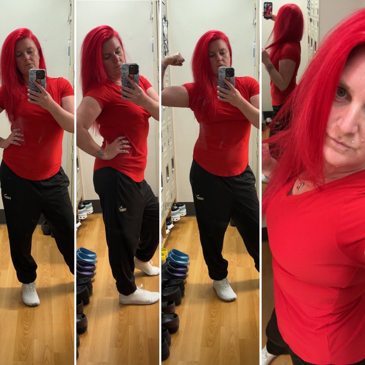 Vixen_SlimRoyal's tweet photo. Definitely lady in Red 
Time to go home
Side note: My hair matches my bike😎

#RedHead #RedHair #BikerChick #WorkOut #GetFit #Stronger #Better #Healthier #Sexier #iHaveMoreFunNoMatterMyHairColor https://t.co/CdHOqi2MU5