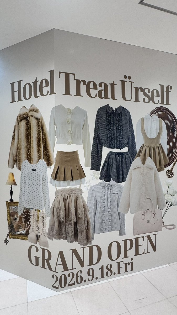 treaturself1213's tweet photo. 《ご報告🗝️》

この度、トリートユアセルフは
9月18日に、SHIBUYA109 2階に
ホテルコンセプトの常設店舗を
オープンさせていただくことになりました✨✨✨
これからも女の子をより可愛くするお洋服で
ときめきを届け続けますので
ぜひリアル店舗にも足を運んでください♡ https://t.co/8iFhKTI2H5