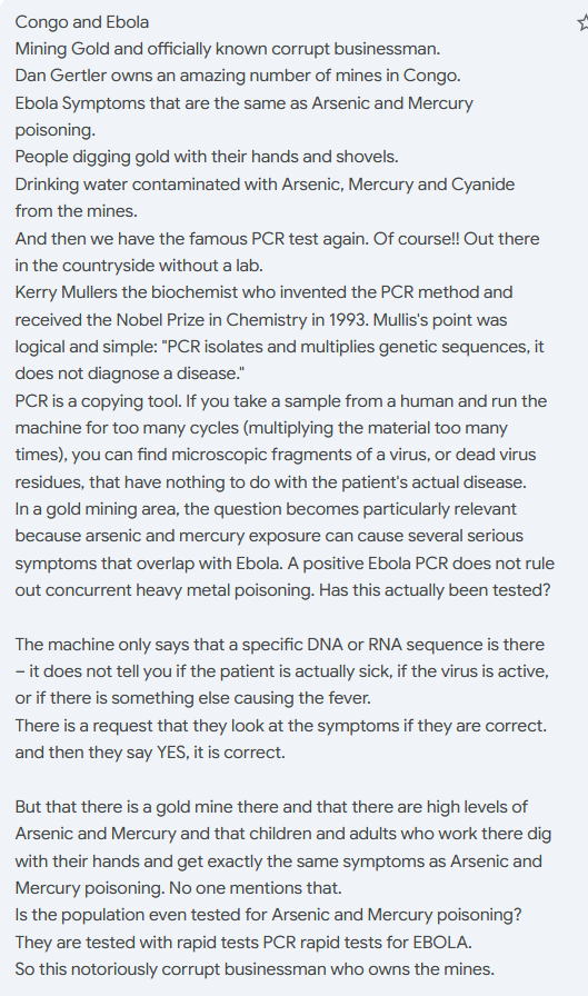 HumlanBeez's tweet photo. @TheElders @DenisMukwege EBOLA have the same symtoms as Arsenic poisoning!! And mercery posioning. The PCR-test can be misused. &amp; we can find traces after Ebola- vaccination or earlier infection. The test don't tell if the person is sick! Are they tested for intoxication?Tested the drinking water &amp; soil? https://t.co/E71SSazLss
