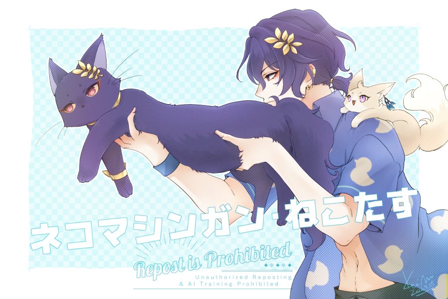 RiccaRokka's tweet photo. おろかなニンゲンのお遊びに付き合ってくれているねこたす（レイチュリ時空 https://t.co/2oUuvZMrBU