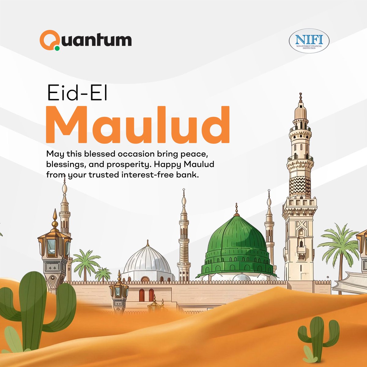 QuantumMfb's tweet photo. May this blessed occasion bring peace, joy, and abundant blessings to you and your loved ones.

Eid-El Maulud Mubarak from Quantum 

#quantum #qmfb #maulud #noninterestbanking https://t.co/4Xe4GCAklJ