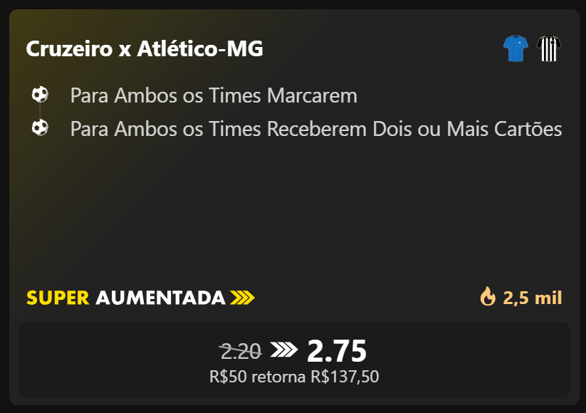 FazUmPei's tweet photo. Começamos os trabalhos na Copa do Brasil 🇧🇷⚽️

A combinada da bet365 na batalha do Mineirão vale 1% da banca @ 2.75 - limite 50R$. https://t.co/cr8VFPQMh5