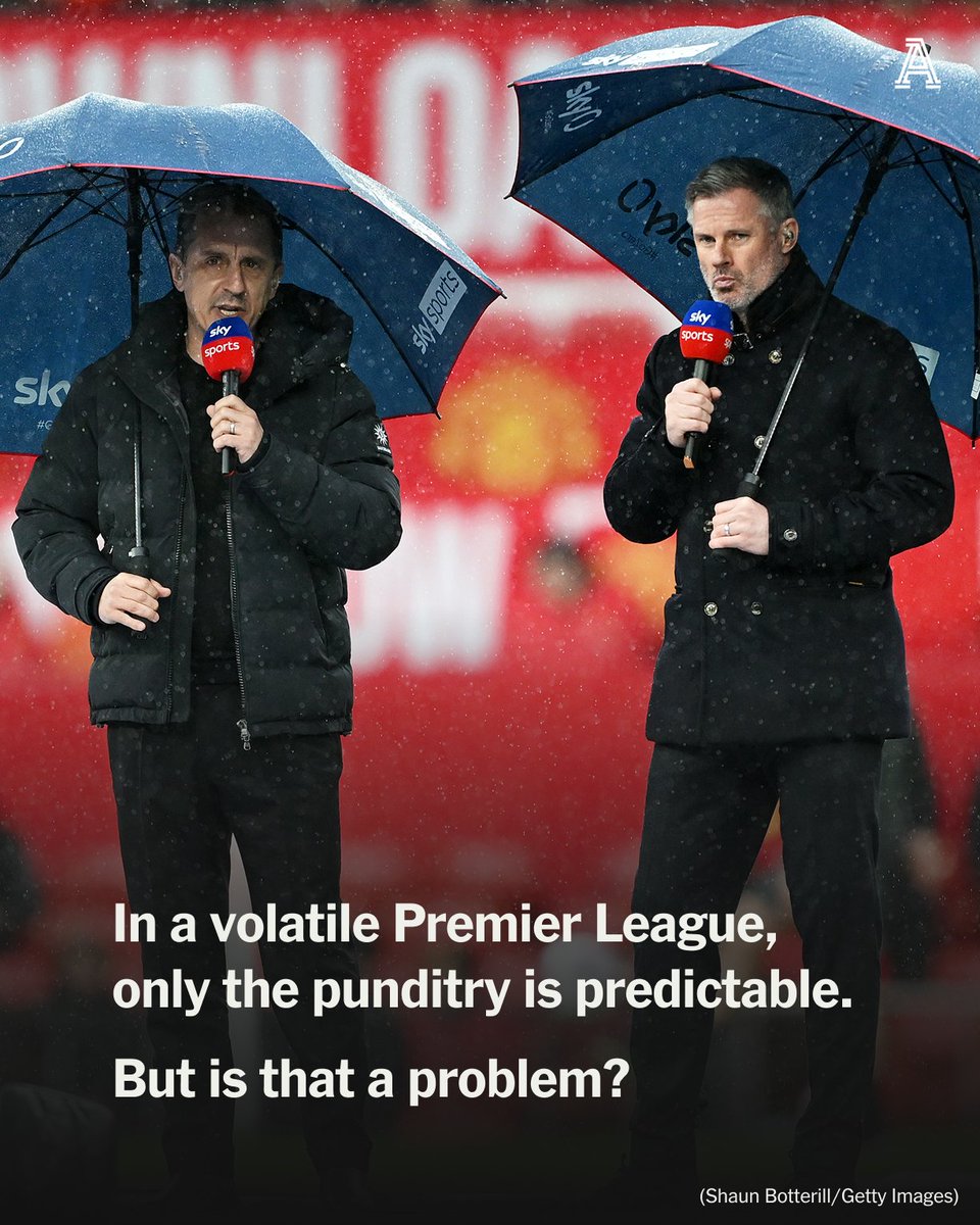 TheAthleticFC's tweet photo. The Premier League is back, and so are Gary Neville, Jamie Carragher, Wayne Rooney, Alan Shearer and countless other analysts who have dominated football TV coverage in the last decade.

It feels like England’s top flight is unpredictable in everything bar its punditry.

But is that necessarily a bad thing?

✍️ @TimSpiers

🔗 https://t.co/oCpeuVDEWE