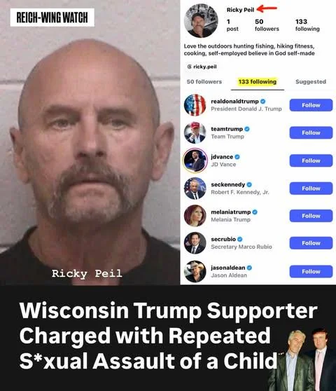 YourAnonNews's tweet photo. TODAY'S BONUS TRUMP LOVING CHRISTIAN MAGA PEDOPHILE IS RICKY PEIL. RICKY LOVES TRUMP, JESUS AND RAPING LITTLE KIDS

In May 2026 the Green County Sheriff’s Office received information regarding incidents of Repeated Child Sexual Assaults reported to have taken place within rural Green County in the Town of Brooklyn (among other locations) years prior.

Due to the nature of the alleged crimes, the Green County Sheriff’s Office Detective Division was assigned to conduct further investigation. As the investigation continued, Green County Law Enforcement developed probable cause to support the arrest of RICKY PAUL PEIL, 61, of rural Oxford, WI for child sex crimes.

With assistance from the Marquette County Sheriff’s Office, Marquette County Deputies located and arrested PEIL on the afternoon of Thursday, July 2, 2026. PEIL was ultimately transported to the Green County Jail where he was held without bond pending the official issuance of criminal charges and an initial appearance in Green County Circuit Court.

On Tuesday, July 7, 2026 criminal charges were officially issued against RICKY PEIL under Green County CCAP case number 2026CF101 in which he was charged with one count of Repeated Sexual Assault of Same Child (At Least 3 Violations of 1st Degree Sexual Assault) contrary to Wisconsin State Statute 948.025 (1)(b) (This is a Class B Felony).

Court records note (CCAP) that PEIL appeared in Green County Circuit Court for an initial appearance on the afternoon of Wednesday, July 8, 2026 before the Honorable Judge Faun Phillipson. During court a combination cash bond ($50,000) and signature bond ($150,000) was imposed. PEIL has since posted the imposed bond and is no longer in the custody of the Green County Sheriff’s Office. This investigation remains active and no further press releases are planned at this time.