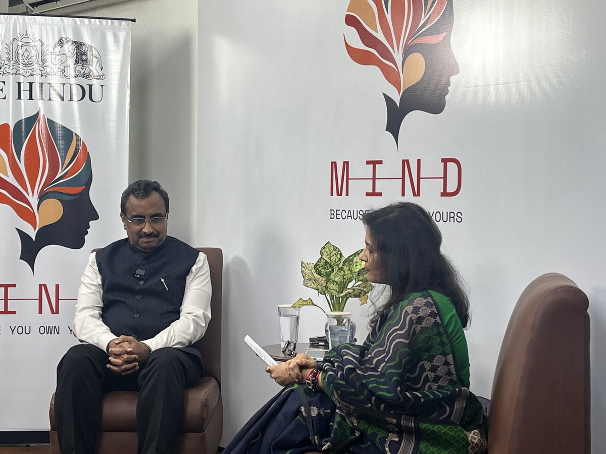 vargheseKgeorge's tweet photo. BJP National Vice President Shri Ram Madhav at @the_hindu MIND, in conversation with @nistula @rammadhav_ https://t.co/R8Hn7JYbTb