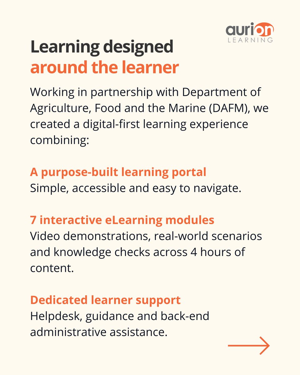 aurionlearning's tweet photo. What makes compliance training work at national scale? For SCEP, it meant putting learners at the heart of the experience. Proud to win Gold at the @BrandonHallGrp Awards with @agriculture_ie for accessible learning designed for a diverse farming audience.
https://t.co/Marl6978qU https://t.co/5TALjAewz6