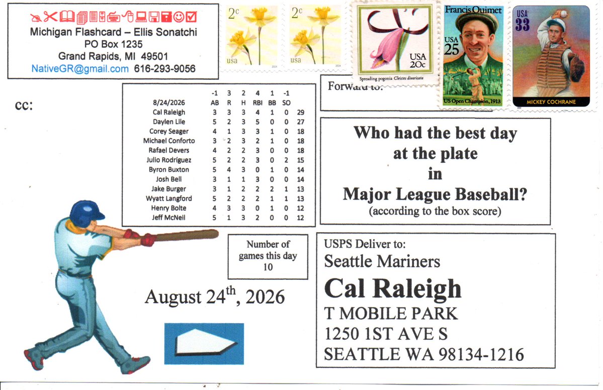 EllisSonatchi's tweet photo. @MLB @MLBNetwork @Kurkjian_ESPN @JimBowdenGM @Ken_Rosenthal @jonmorosi @BaseballAmerica @TalkinBaseball_ @baseballhall @BaseballAmerica @nut_history @Mariners @MarinersONTap @DKramer_ @CalRaleighsDump @BigDumperStan @D0ntgetdoogled 
Cal Raleigh had the best day at the plate. https://t.co/RN1WCfdDWT