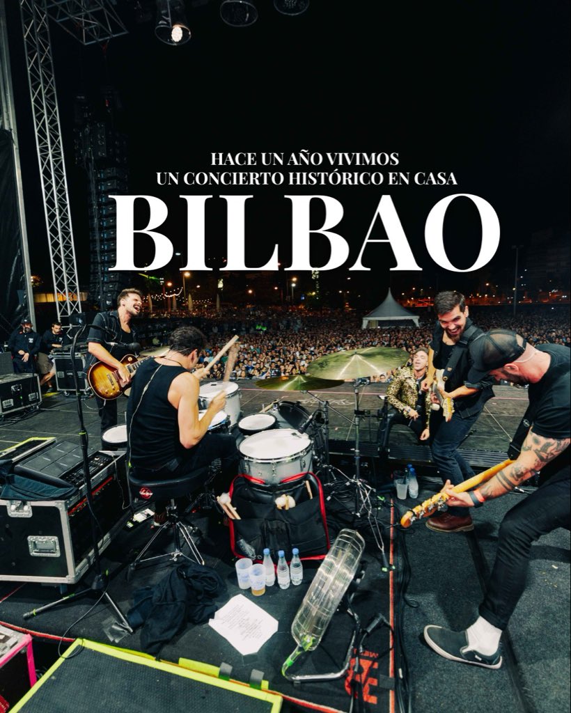 shinovaoficial's tweet photo. Hace un año tuvimos la suerte de subirnos al escenario de Abandoibarra para vivir uno de los momentos más bestias de nuestra historia🥺

La próxima vez que tocamos en casa es el 20 DE NOVIEMBRE EN EL PALACIO EUSKALDUNA.

GORA ASTE NAGUSIA! ❤️ https://t.co/60EcJWCqIe