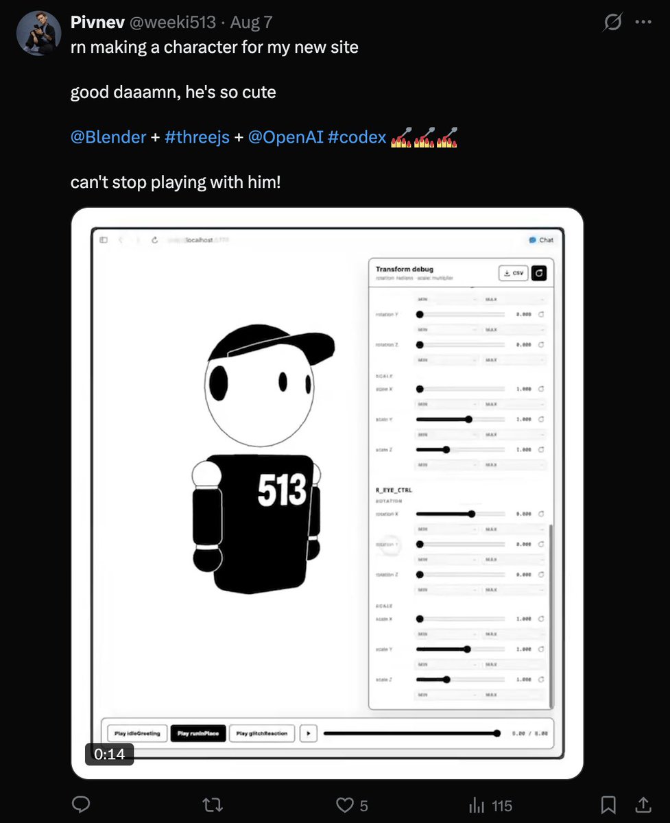 weeki513's tweet photo. spent god knows how long on a character, three.js and seamless animations — 5 likes

asked a guy how his Welcome2026 password existed in 2024 — unload the truck

building in public is beautiful https://t.co/7ZKoSfkbUH