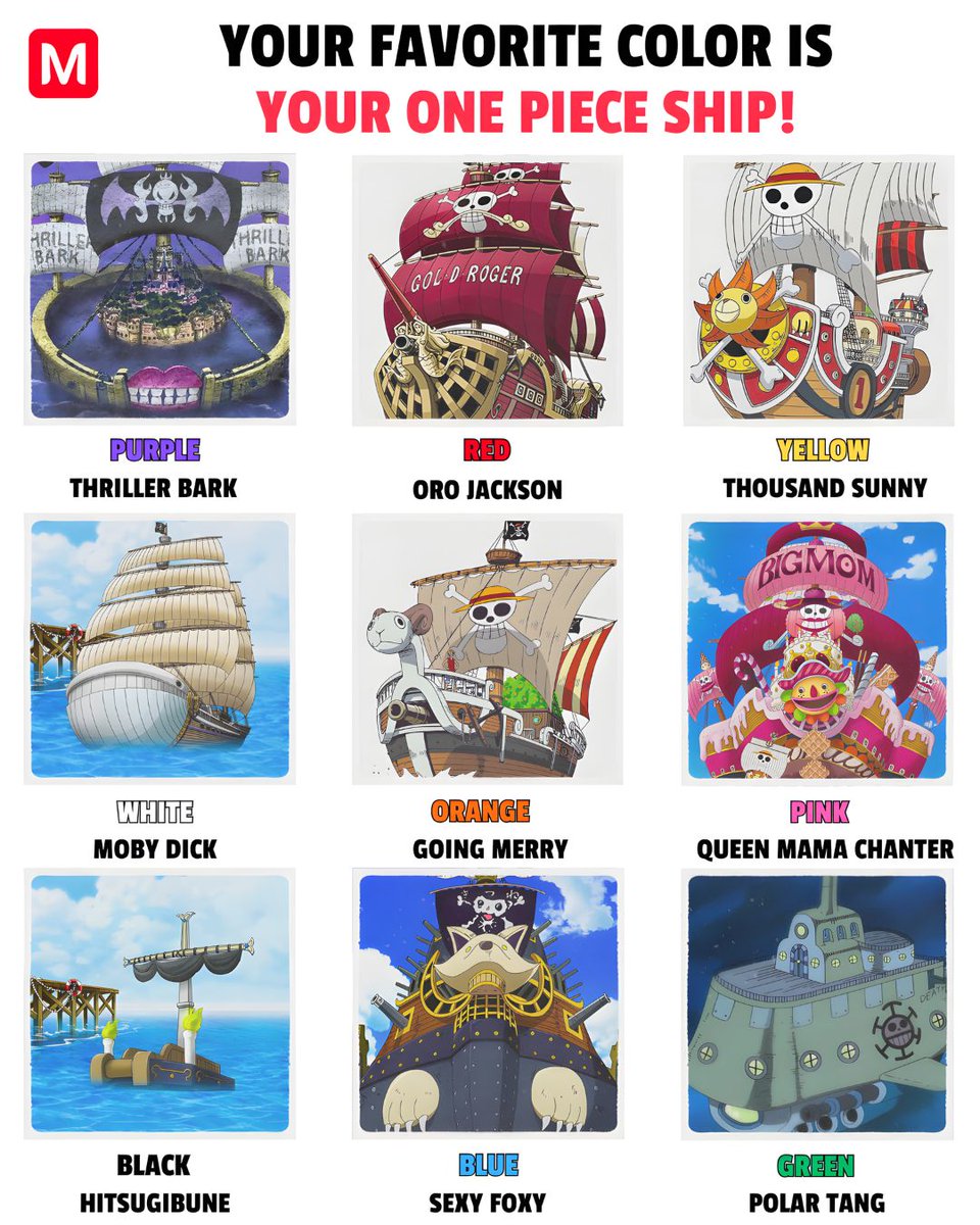 mecchaJP's tweet photo. Your next adventure awaits! 🏴‍☠️🚢 Your favorite color decides which One Piece ship you'll be sailing on.
Are you happy with what you got? 👀✨

#ONEPIECE #onepiecefan #anime #goingmerry https://t.co/N7LoCxJBkf