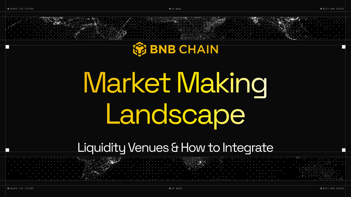 BNBCHAIN's tweet photo. Liquidity on BNB Chain spans RFQ venues, proprietary AMMs, permissionless pools, and aggregation layers.

For builders, that means more ways to support trading, baskets, recurring buys, lending, and market making.

See the liquidity venues available on BNB Chain 👇
https://t.co/iX47ETFBwy